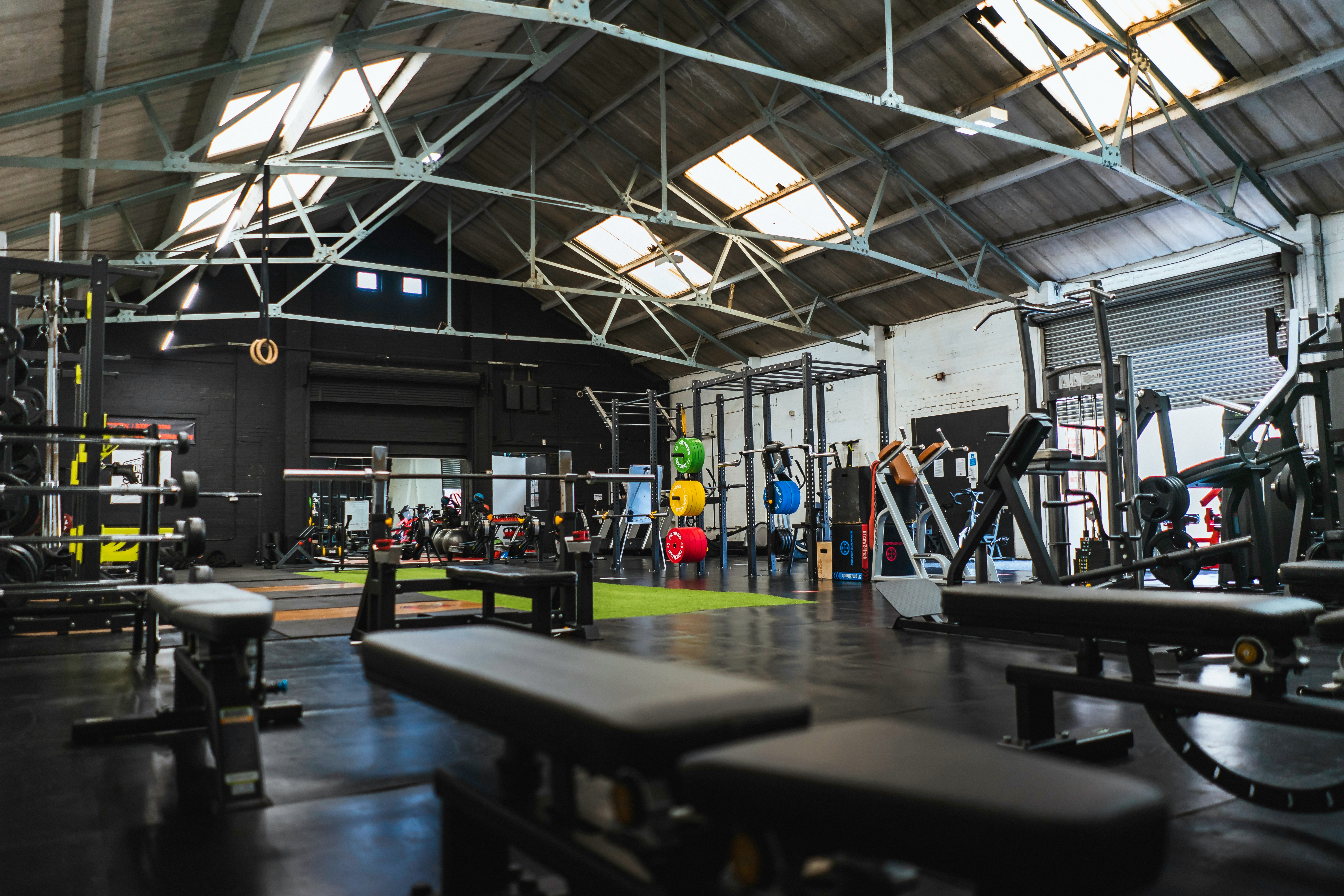 High-energy group fitness class workout session